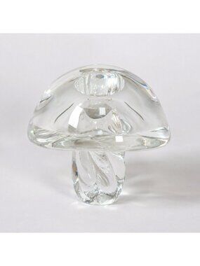 Steuben Crystal 4.5" Large Mottled Mushroom Vintage Clear Art Signed RARE!